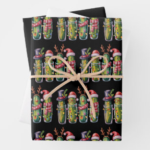 Funny Christmas Pickle Pickles Holiday Cucumber Wrapping Paper Sheets