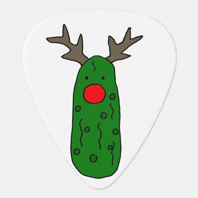 Funny Christmas Pickle Reindeer Art Guitar Pick (Front)
