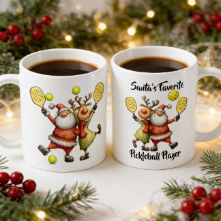 Funny christmas pickleball coffee mug