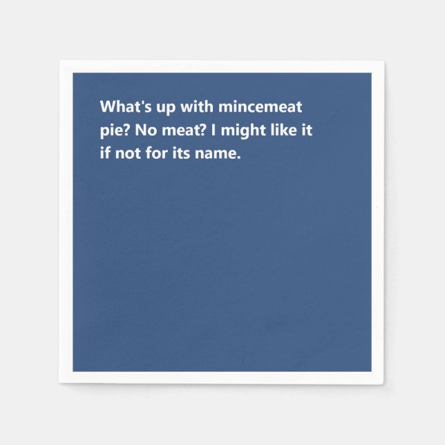 Funny Christmas Pie Poem Bold Blue Napkins (Front)