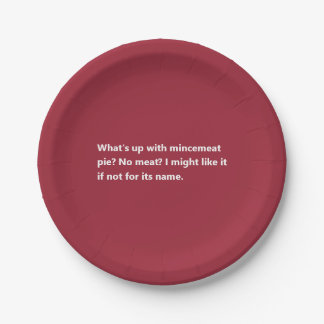 Funny Christmas Pie Poem Minimal Burgundy Paper Plates