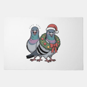 Funny Christmas Pigeons Holiday Birds Doormat