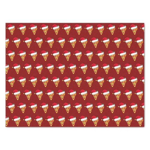 Funny Christmas Pizza Slices in Santa Hats Red Tissue Paper
