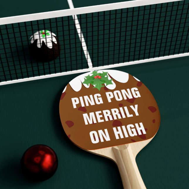 Funny Christmas Plum Pudding Ping Pong Paddle (Ping Pong Merrily on High! A festive paddle perfect for Christmas!)
