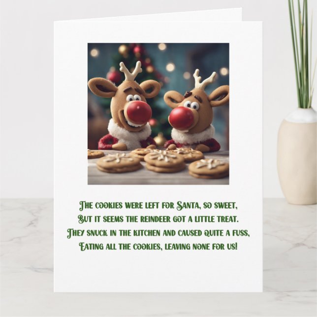 Funny Christmas Poem Cute Christmas Reindeer Card (Front)