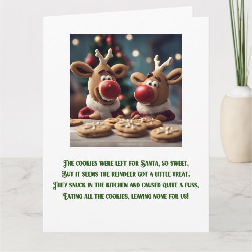 Funny Christmas Poem Cute Christmas Reindeer Card