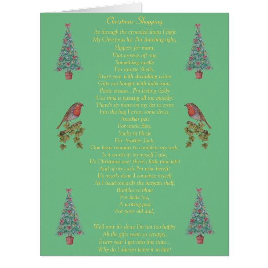funny christmas poem robin and xmas tree (Front)