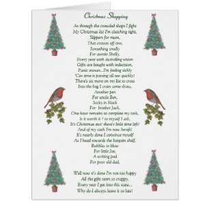 funny christmas poem robin and xmas tree big card