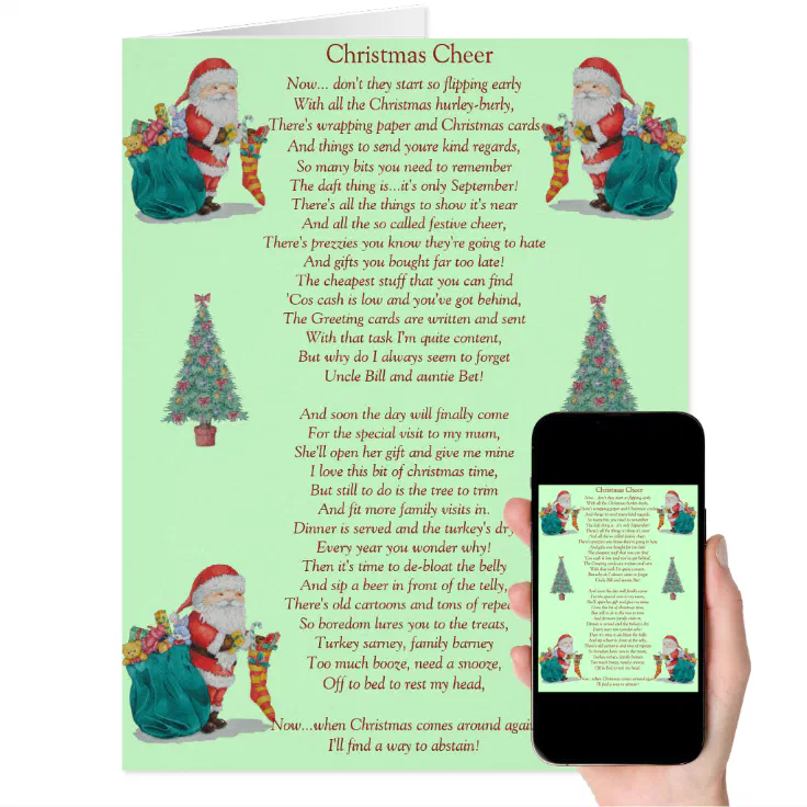 funny christmas poem santa and xmas tree big card | Zazzle funny christmas poem santa and xmas tree big card | Zazzle