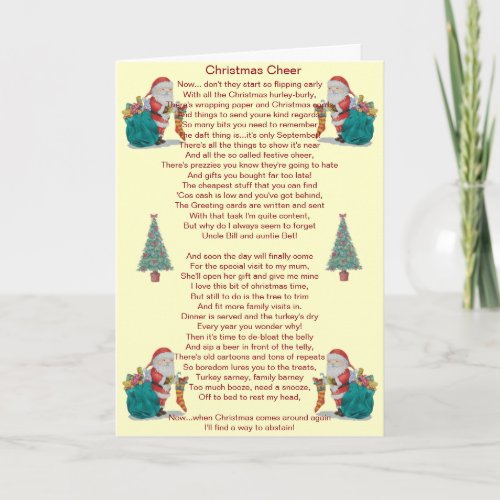 funny christmas poem santa and xmas tree card