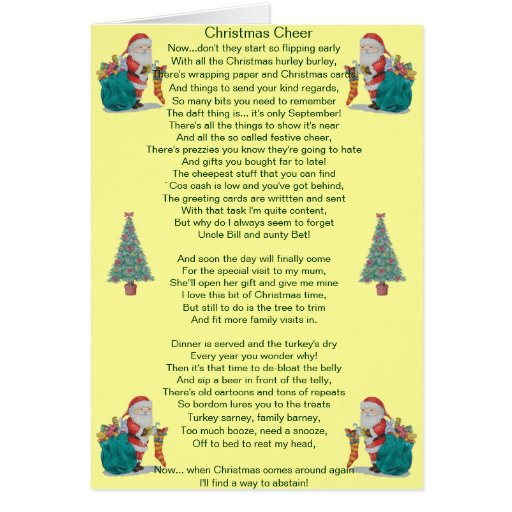 funny christmas poem santa and xmas tree card | Zazzle