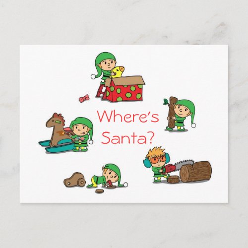 Funny Christmas Postcard Santas busy elves