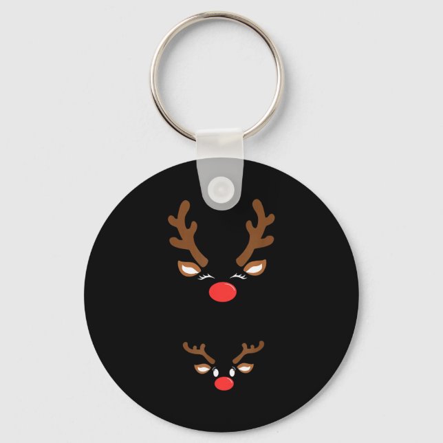 Funny Christmas Pregnancy Reindeer Pregnancy Annou Keychain (Front)