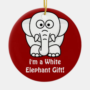Funny Christmas Present: Real White Elephant Gift! Ceramic Ornament