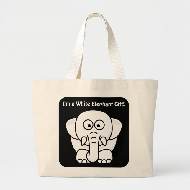 Funny Christmas Present: Real White Elephant Gift! Large Tote Bag (Front)