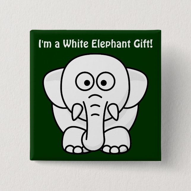 Funny Christmas Present: Real White Elephant Gift! Pinback Button (Front)