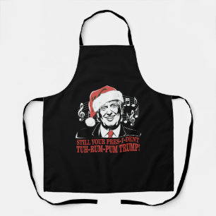Funny Christmas President Trump Pajamas Ugly Xmas Apron