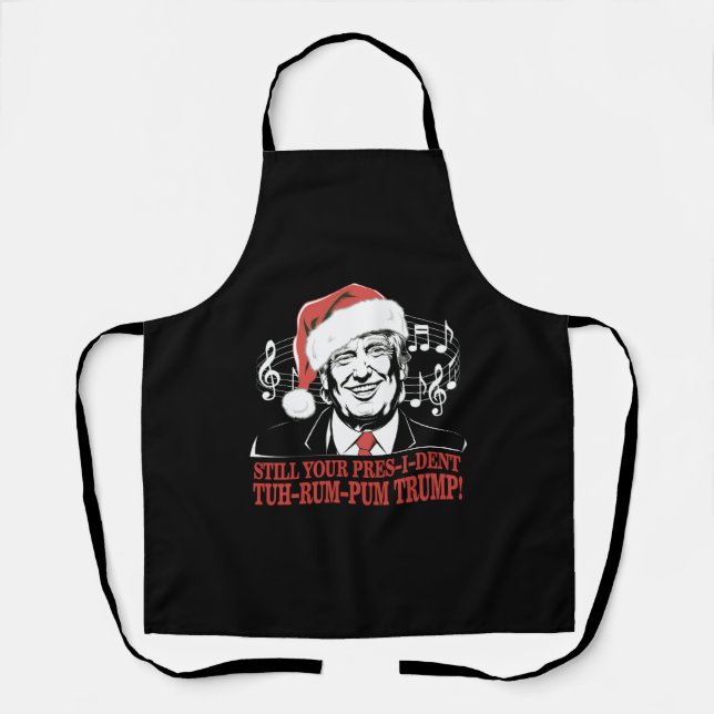 Funny Christmas President Trump Pajamas Ugly Xmas Apron (Front)