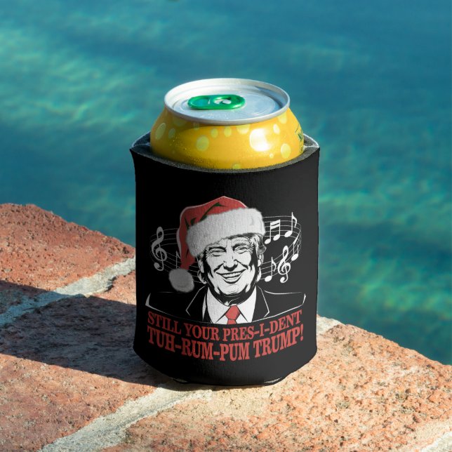 Funny Christmas President Trump Pajamas Ugly Xmas Can Cooler (In Situ Pool)