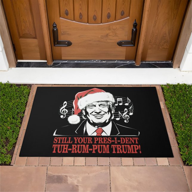 Funny Christmas President Trump Pajamas Ugly Xmas Doormat (Outdoor)