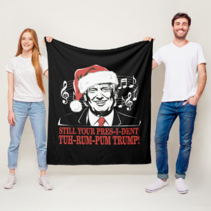 Funny Christmas President Trump Pajamas Ugly Xmas Fleece Blanket