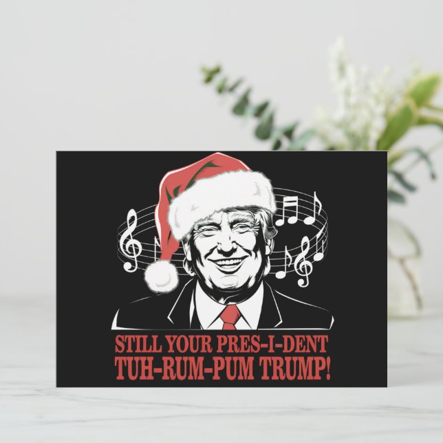 Funny Christmas President Trump Pajamas Ugly Xmas Holiday Card (Standing Front)
