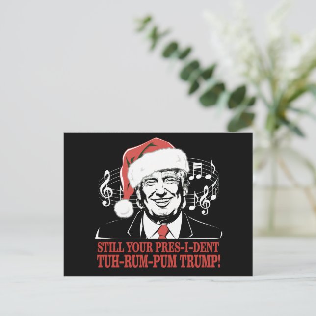Funny Christmas President Trump Pajamas Ugly Xmas Holiday Postcard (Standing Front)