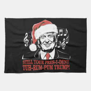 Funny Christmas President Trump Pajamas Ugly Xmas Kitchen Towel