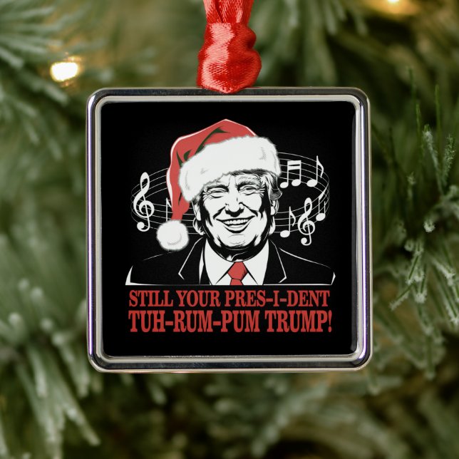 Funny Christmas President Trump Pajamas Ugly Xmas Metal Ornament (Tree)