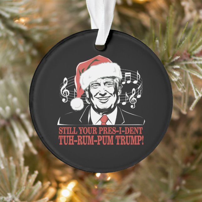 Funny Christmas President Trump Pajamas Ugly Xmas Ornament (Tree)