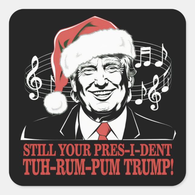 Funny Christmas President Trump Pajamas Ugly Xmas Square Sticker (Front)