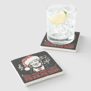 Funny Christmas President Trump Pajamas Ugly Xmas Stone Coaster