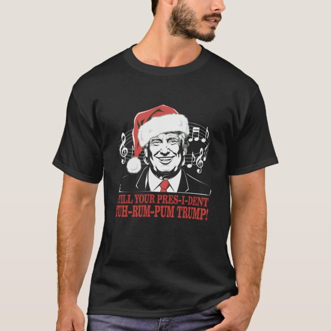 Funny Christmas President Trump Pajamas Ugly Xmas T-Shirt (Front)