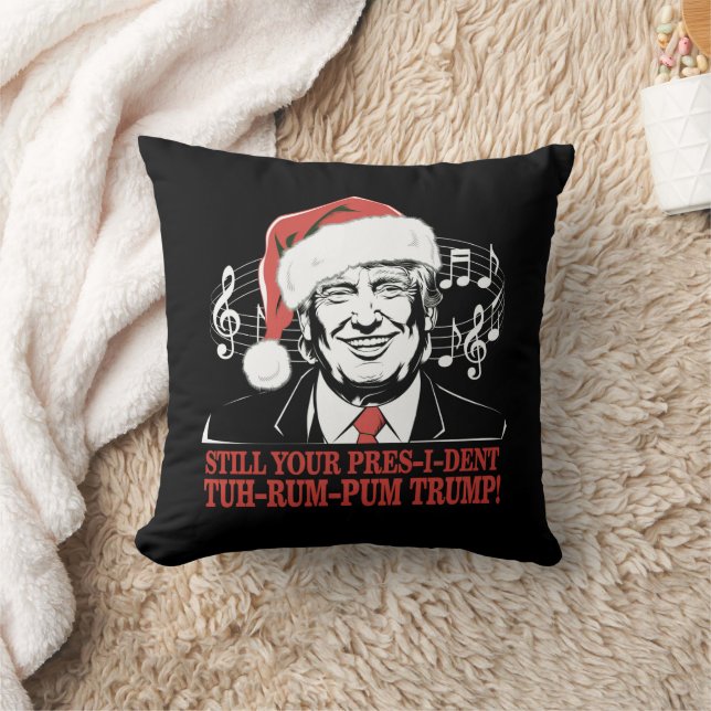 Funny Christmas President Trump Pajamas Ugly Xmas Throw Pillow (Blanket)