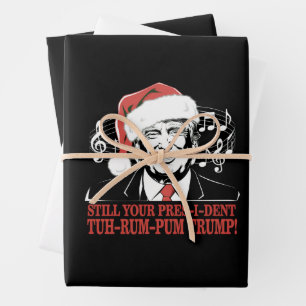 Funny Christmas President Trump Pajamas Ugly Xmas Wrapping Paper Sheets