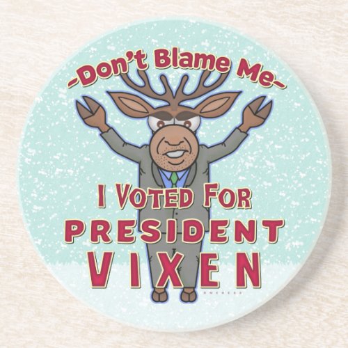 Funny Christmas President Vixen Reindeer Political Drink Coaster