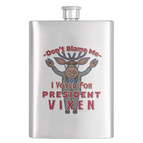 Funny Christmas President Vixen Reindeer Political Flask