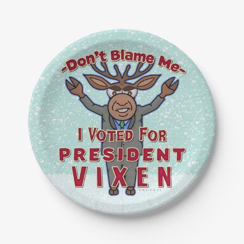 Funny Christmas President Vixen Reindeer Political Paper Plates