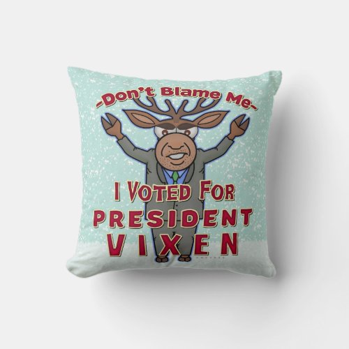 Funny Christmas President Vixen Reindeer Political Throw Pillow