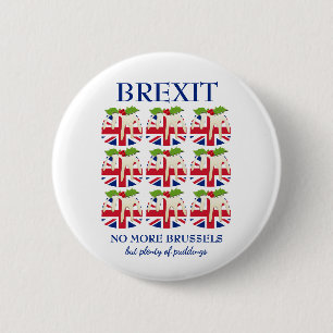 Funny Christmas Pudding UNION JACK BREXIT Button