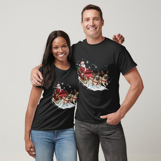 Funny Christmas Pug Dogs Lover Xmas T-Shirt (Unisex)
