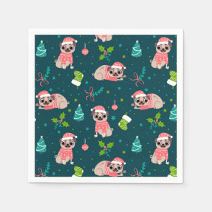 Funny Christmas Pugs Napkins