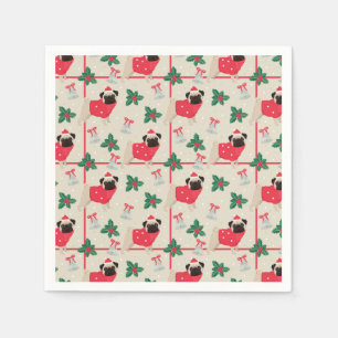 Funny Christmas Pugs Napkins