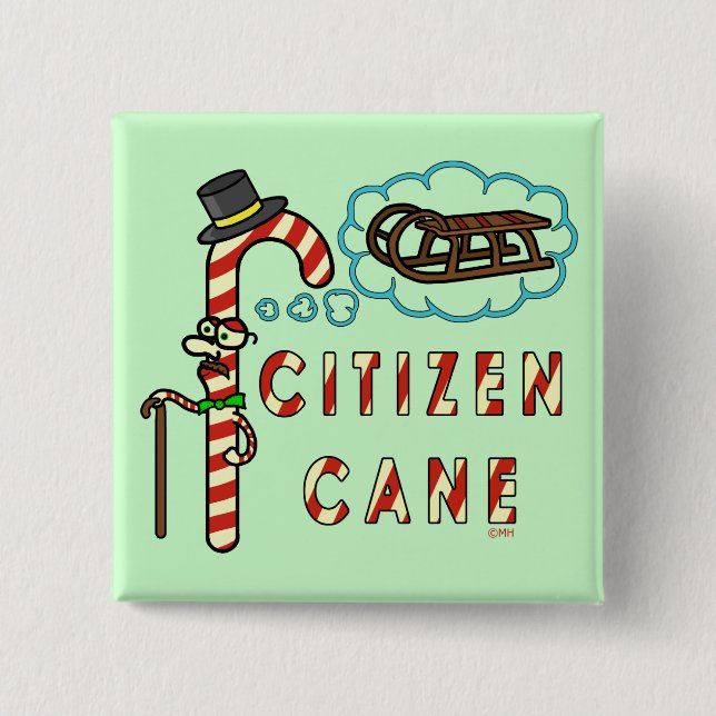 Funny Christmas Pun Citizen Cane Button (Front)