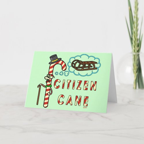 Funny Christmas Pun Citizen Cane Holiday Card