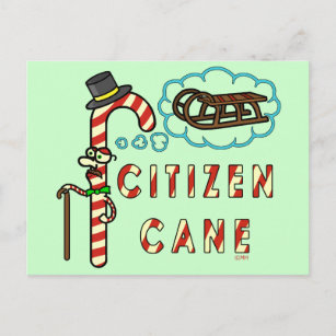 Funny Christmas Pun Citizen Cane Holiday Postcard