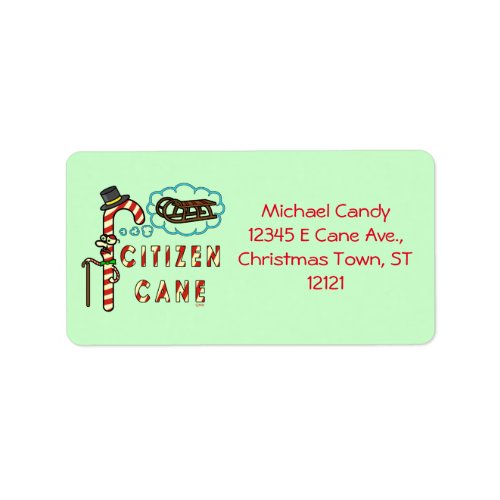 Funny Christmas Pun Citizen Cane Personalized Label
