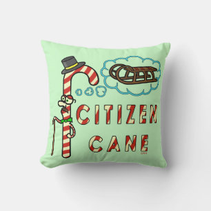 Funny Christmas Pun Citizen Cane Throw Pillow