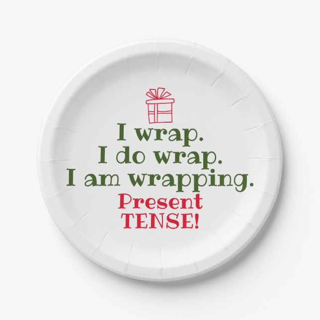 Funny Christmas Pun | Cute Holiday Grammar Paper Plates (Front)