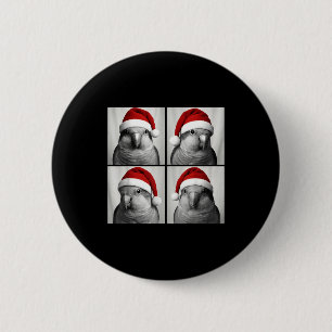 Funny Christmas Quaker Parrot Santa Photo Booth Button